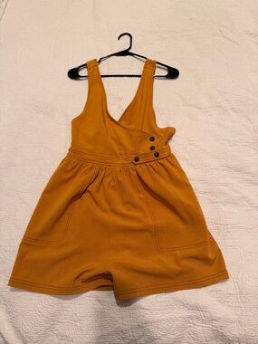 Cozy Casual Rust Orange Pinafore Romper